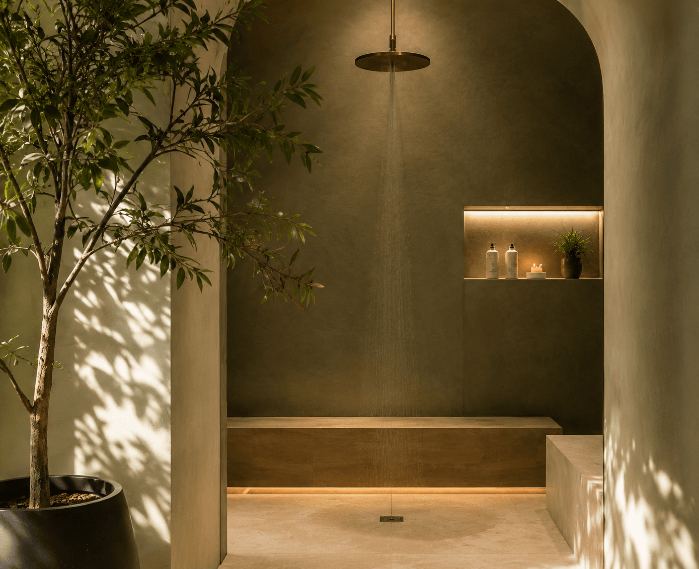 The steam room, under its arch